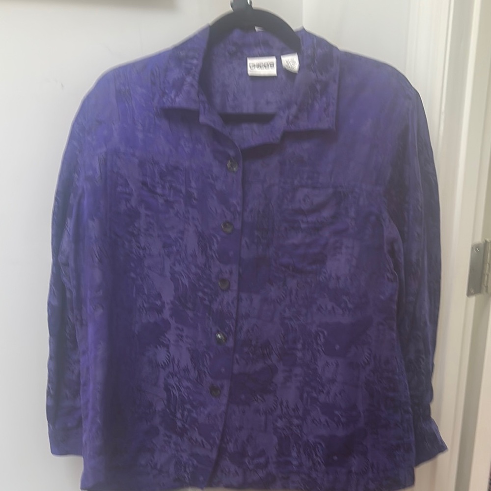 Chico's Rich Purple Textured Blouse